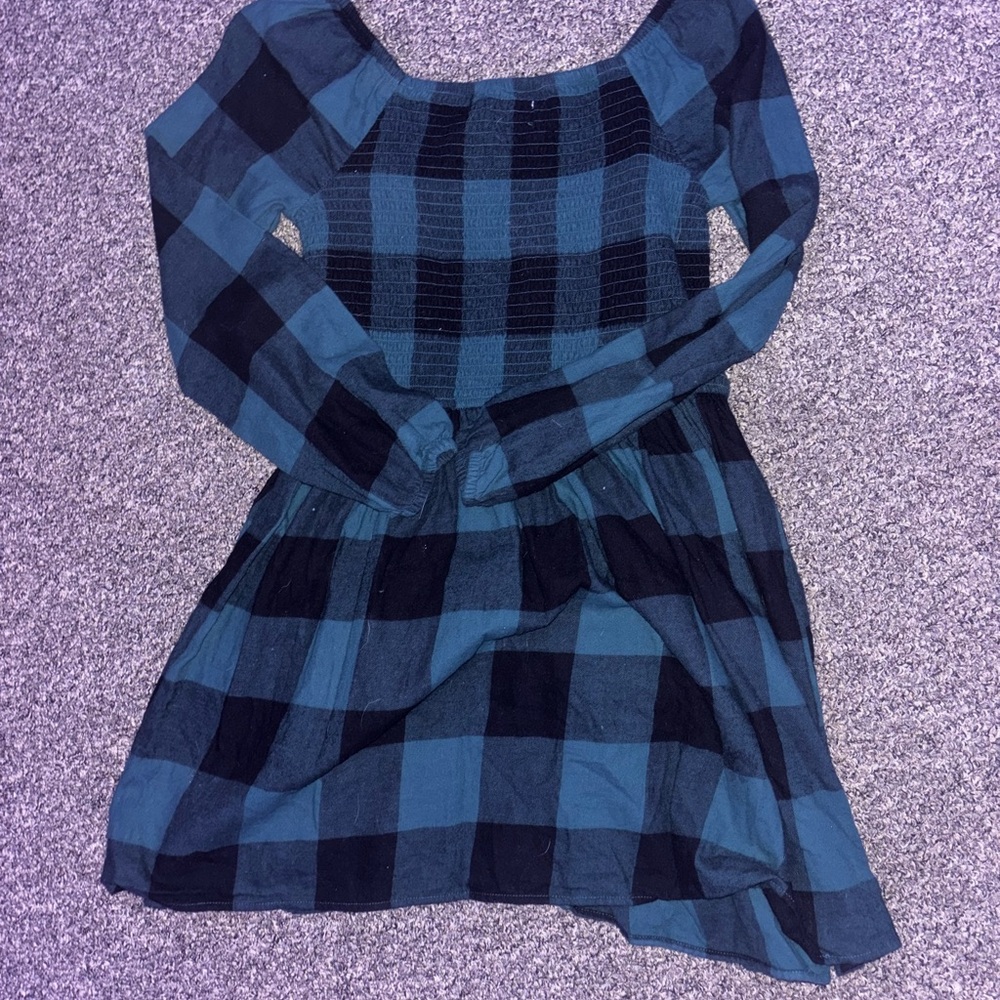 SO Blue Long Sleeve Scoop Neck Sundress